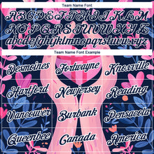 Load image into Gallery viewer, Custom Navy White 3D Pink Ribbon Breast Cancer Performance T-Shirt