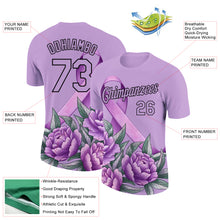 Load image into Gallery viewer, Custom Medium Purple Black 3D Pattern Design World Cancer Day Performance T-Shirt