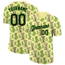 Load image into Gallery viewer, Custom Light Yellow Black-Aurora Green 3D Pattern Design Dollar Sign Money Theme Performance T-Shirt