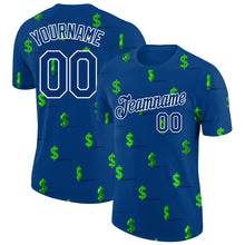 Load image into Gallery viewer, Custom US Navy Blue White 3D Pattern Design Dollar Sign Money Theme Performance T-Shirt