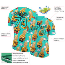 Load image into Gallery viewer, Custom Aqua Black 3D Pattern Design Hawaii Style Pineapple Performance T-Shirt