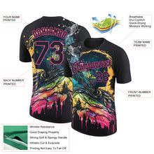 Load image into Gallery viewer, Custom Black Pink 3D Pattern Design Rave Dripping Splatter Art Performance T-Shirt