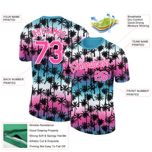 Load image into Gallery viewer, Custom Teal Pink-White 3D Pattern Design Hawaii Palm Trees Performance T-Shirt