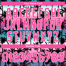 Load image into Gallery viewer, Custom Teal Pink-White 3D Pattern Design Hawaii Palm Trees Performance T-Shirt