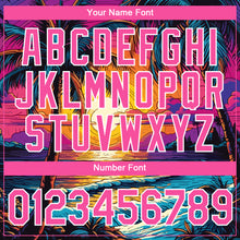 Load image into Gallery viewer, Custom Purple Pink-White 3D Pattern Design Hawaii Palm Trees On Beach Performance T-Shirt