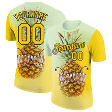 Load image into Gallery viewer, Custom Pea Green Gold-Black 3D Pattern Design Hawaii Style Pineapple Performance T-Shirt