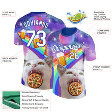 Load image into Gallery viewer, Custom Purple White-Royal 3D Pattern Design Rave Animal Cat Performance T-Shirt