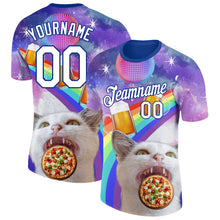 Load image into Gallery viewer, Custom Purple White-Royal 3D Pattern Design Rave Animal Cat Performance T-Shirt