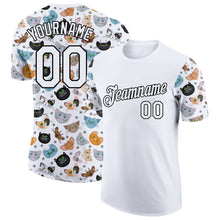 Load image into Gallery viewer, Custom White Black 3D Pattern Design Animal Cat Performance T-Shirt