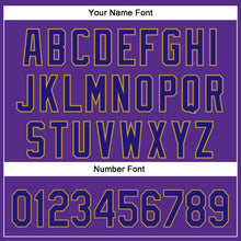 Load image into Gallery viewer, Custom Purple Dark Purple-Old Gold 3D Pattern Design Football Helmet And Ball Authentic Baseball Jersey