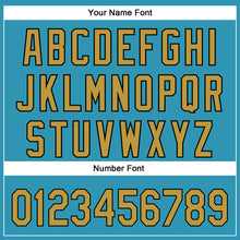 Load image into Gallery viewer, Custom Panther Blue Old Gold-Black 3D Pattern Design Football Jaguar Helmet And Animal Claw Authentic Baseball Jersey