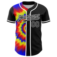 Load image into Gallery viewer, Custom Black White 3D Pattern Design Rave Psychedelic Authentic Baseball Jersey
