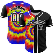 Load image into Gallery viewer, Custom Black White 3D Pattern Design Rave Psychedelic Authentic Baseball Jersey