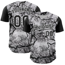 Load image into Gallery viewer, Custom White Black 3D Pattern Design Rave Branch Authentic Baseball Jersey