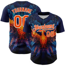 Load image into Gallery viewer, Custom Navy Orange-White 3D Pattern Design Rave Phoenix Authentic Baseball Jersey