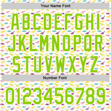 Load image into Gallery viewer, Custom White Neon Green 3D Pattern Design Animal Dinosaur Authentic Baseball Jersey