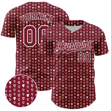 Load image into Gallery viewer, Custom Crimson White 3D Pattern Design Hearts Authentic Baseball Jersey