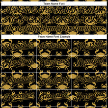 Load image into Gallery viewer, Custom Black Old Gold 3D Pattern Design Animal Crab Fruit Lemon Authentic Baseball Jersey