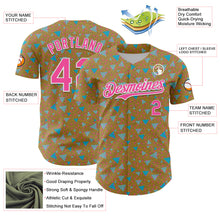 Load image into Gallery viewer, Custom Old Gold Pink-White 3D Pattern Design Geometric Shape Authentic Baseball Jersey