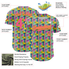 Load image into Gallery viewer, Custom Green Pink-Yellow 3D Pattern Design Color Brush Blocks Authentic Baseball Jersey
