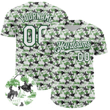 Load image into Gallery viewer, Custom White Green 3D Pattern Design Rodeo Cowboy Authentic Baseball Jersey