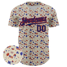 Load image into Gallery viewer, Custom Cream US Navy Blue-Red 3D American Flag Authentic Baseball Jersey