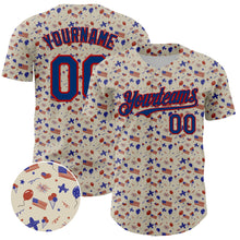 Load image into Gallery viewer, Custom Cream US Navy Blue-Red 3D American Flag Authentic Baseball Jersey