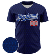 Load image into Gallery viewer, Custom Navy Red-Royal 3D Pattern Design Hearts Authentic Baseball Jersey
