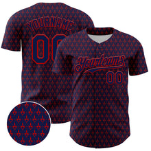 Load image into Gallery viewer, Custom Navy Red 3D Pattern Design Hearts Authentic Baseball Jersey
