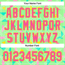 Load image into Gallery viewer, Custom Pea Green Pink-Yellow 3D Pattern Design Geometric Shape Authentic Baseball Jersey