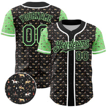 Load image into Gallery viewer, Custom Black Pea Green-White 3D Pattern Design Rodeo Cowboy Authentic Baseball Jersey