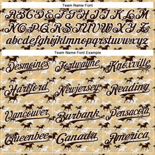 Load image into Gallery viewer, Custom Vegas Gold Brown-White 3D Pattern Design Animal Horse Authentic Baseball Jersey