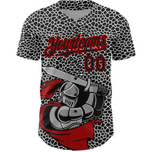 Load image into Gallery viewer, Custom Black Red-White 3D Pattern Design Knight Hero Art Authentic Baseball Jersey