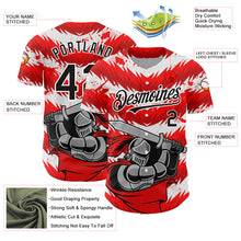 Load image into Gallery viewer, Custom Red Black-White 3D Pattern Design Knight Hero Art Authentic Baseball Jersey