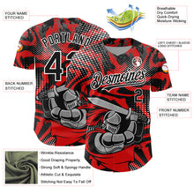 Load image into Gallery viewer, Custom Red Black-White 3D Pattern Design Knight Hero Art Authentic Baseball Jersey
