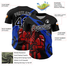 Load image into Gallery viewer, Custom Black Thunder Blue-Red 3D Pattern Design Knight Hero Art Authentic Baseball Jersey