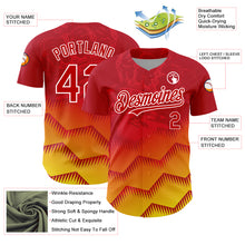 Load image into Gallery viewer, Custom Red Yellow-White 3D Pattern Design Animal Lion Authentic Baseball Jersey