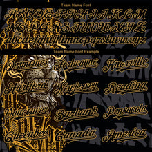 Load image into Gallery viewer, Custom Black Old Gold 3D Pattern Design Animal Lion Authentic Baseball Jersey