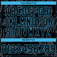 Load image into Gallery viewer, Custom Black Sky Blue 3D Pattern Design Animal Panther Authentic Baseball Jersey