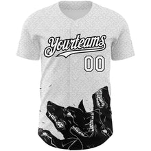 Load image into Gallery viewer, Custom White Black 3D Pattern Design Animal Wolf Authentic Baseball Jersey