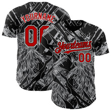 Load image into Gallery viewer, Custom Black Red-White 3D Pattern Design Animal Eagle Authentic Baseball Jersey
