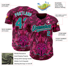 Load image into Gallery viewer, Custom Crimson Teal-Black 3D Pattern Design Animal Dragon Authentic Baseball Jersey
