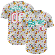Load image into Gallery viewer, Custom White Neon Pink-Aqua 3D Pattern Design Champion Medal Authentic Baseball Jersey