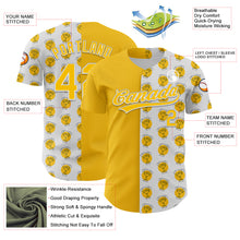 Load image into Gallery viewer, Custom White Yellow 3D Pattern Design Champion Trophy Authentic Baseball Jersey