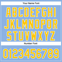 Load image into Gallery viewer, Custom Light Blue Yellow-White 3D Pattern Design Champion Trophy Authentic Baseball Jersey