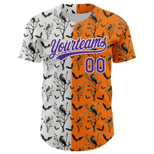 Load image into Gallery viewer, Custom Bay Orange Purple-White 3D Pattern Halloween Authentic Baseball Jersey