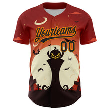 Load image into Gallery viewer, Custom Orange Black-Bay Orange 3D Pattern Halloween Authentic Baseball Jersey