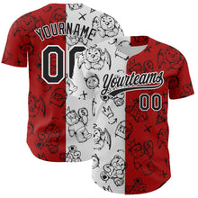 Load image into Gallery viewer, Custom Red Black-White 3D Pattern Halloween Authentic Baseball Jersey