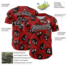 Load image into Gallery viewer, Custom Red Black-White 3D Pattern Halloween Authentic Baseball Jersey
