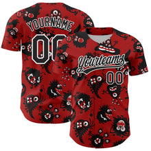 Load image into Gallery viewer, Custom Red Black-White 3D Pattern Halloween Authentic Baseball Jersey